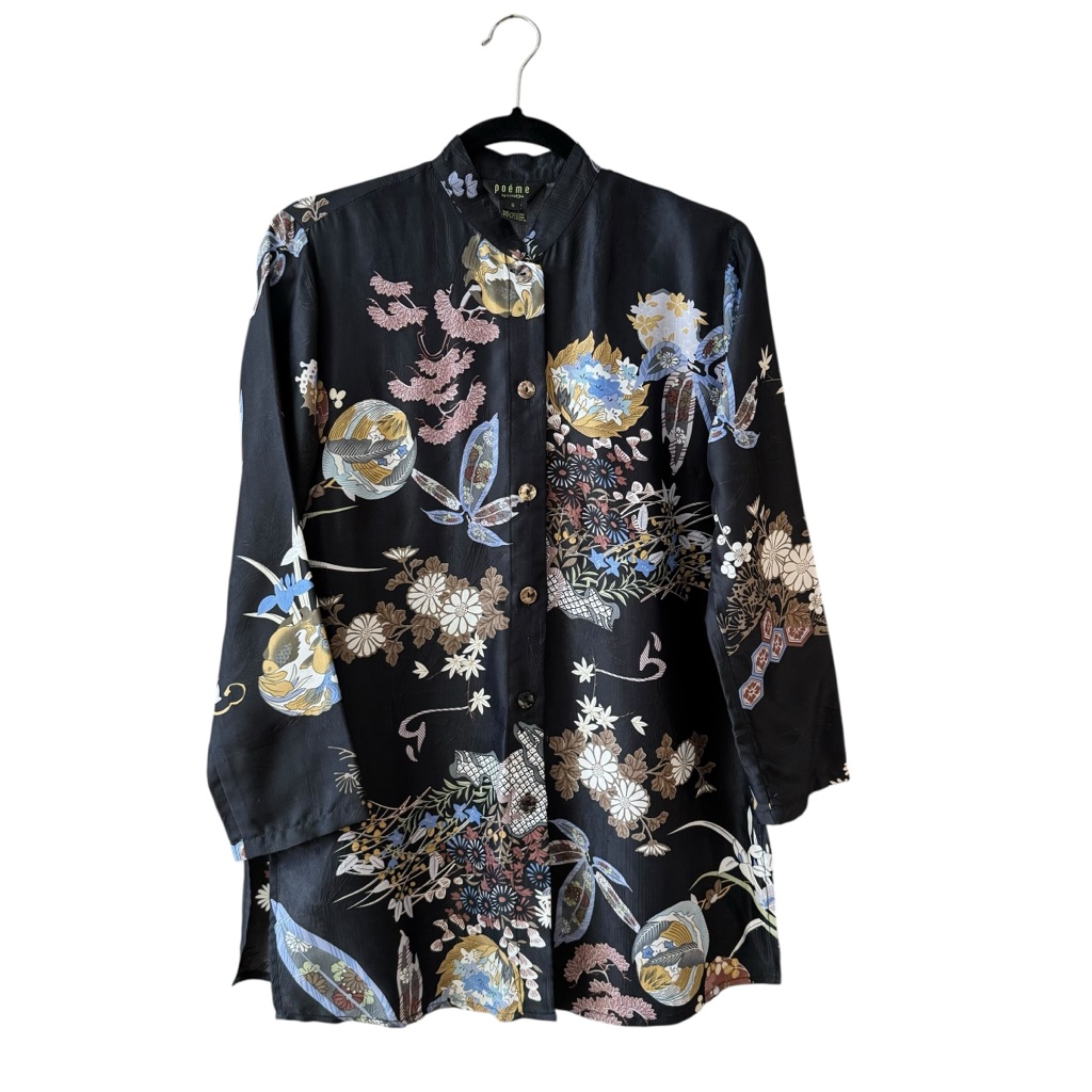 Vikki Vi Black Floral Women's Blouse